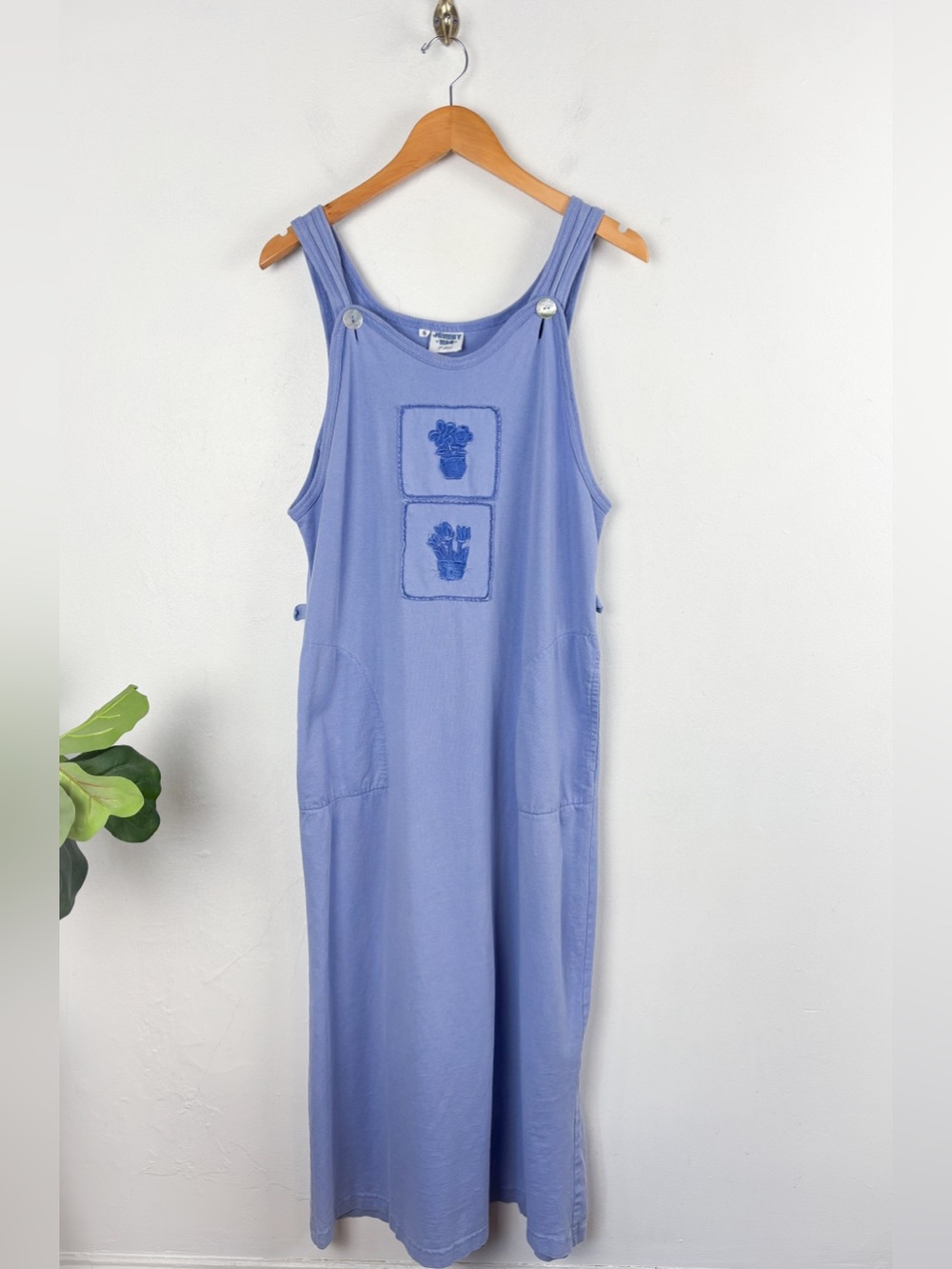 Vintage 90s Johnny Was T-Shirt Periwinkle Sleeveless Maxi Dress Sz S